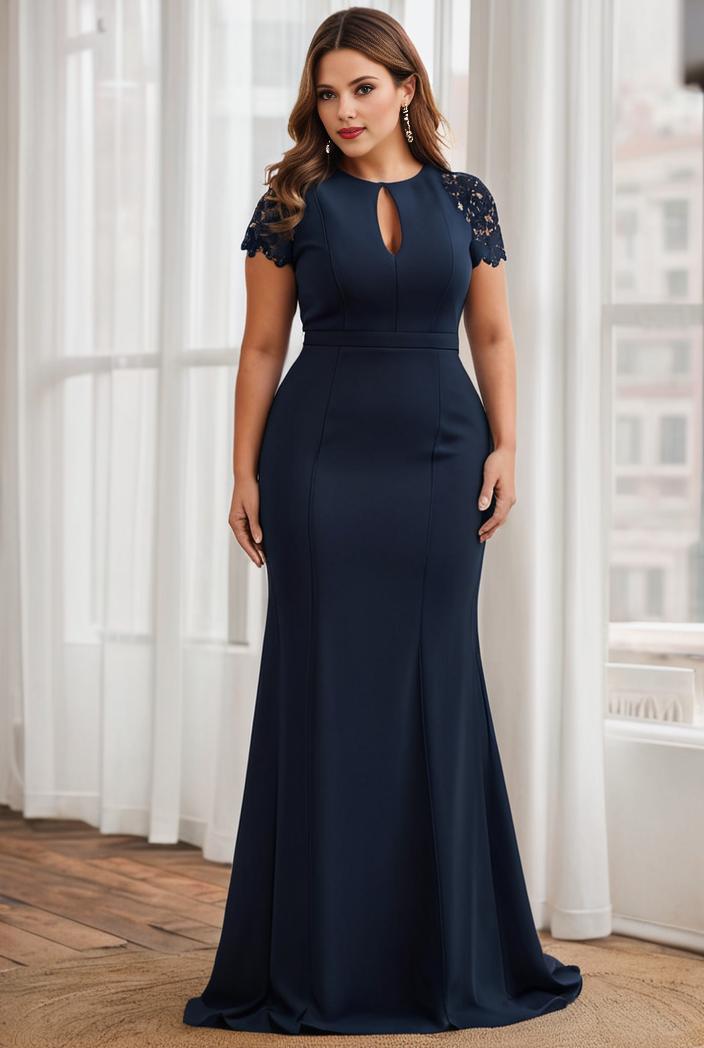 plus size front slit short sleeve with sequin mother of the bride dress 146736