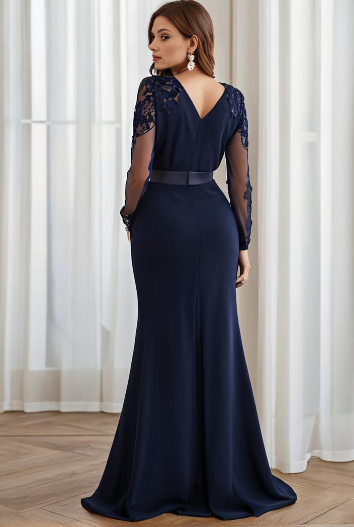 plus size front slit short sleeve with sequin mother of the bride dress 146739