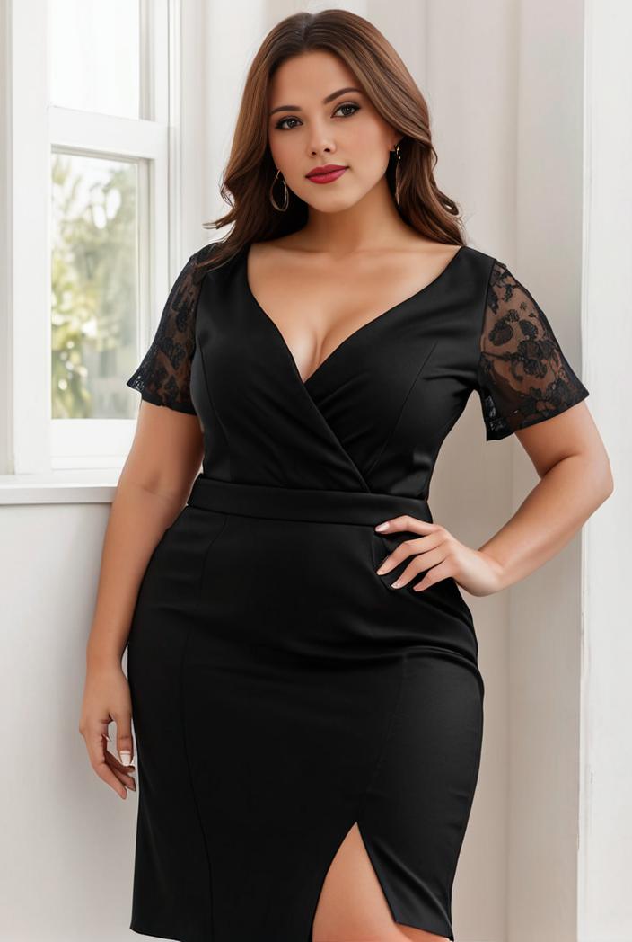 plus size front slit short sleeve with sequin mother of the bride dress 146764