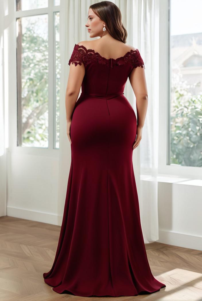 plus size front slit short sleeve with sequin mother of the bride dress 146773