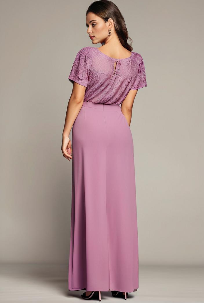 plus size front slit short sleeve with sequin mother of the bride dress 146783