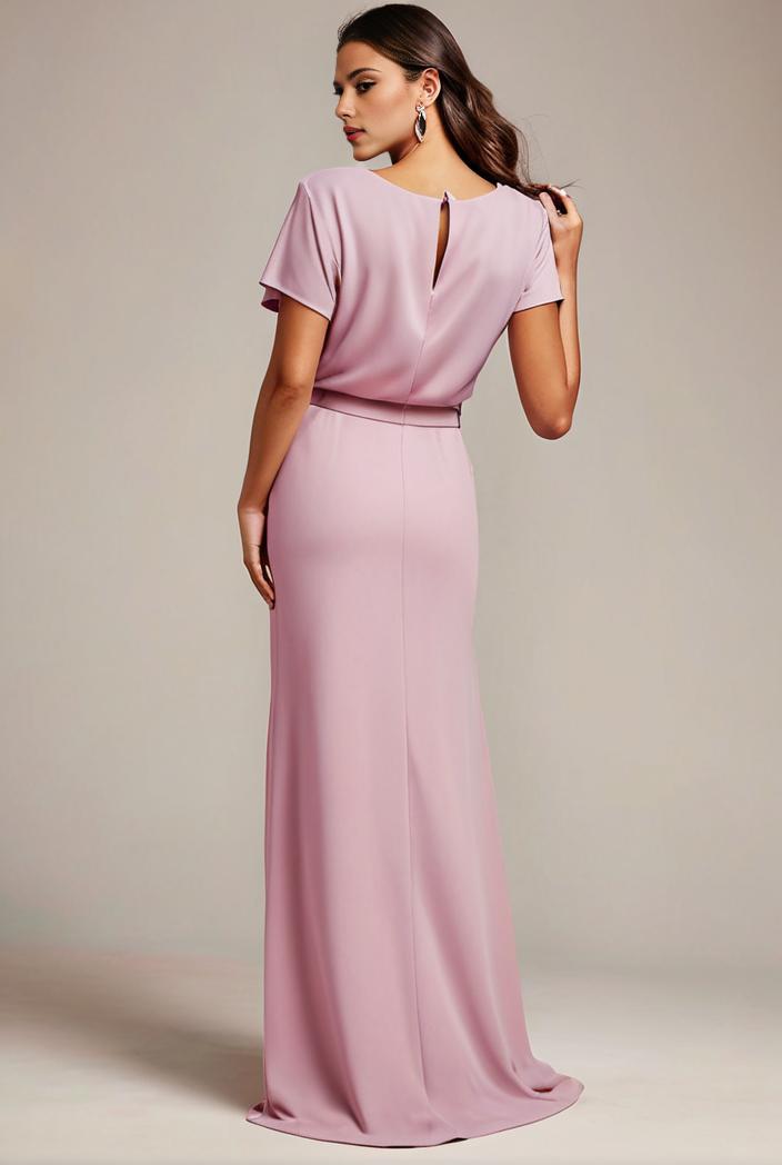 plus size front slit short sleeve with sequin mother of the bride dress 146784