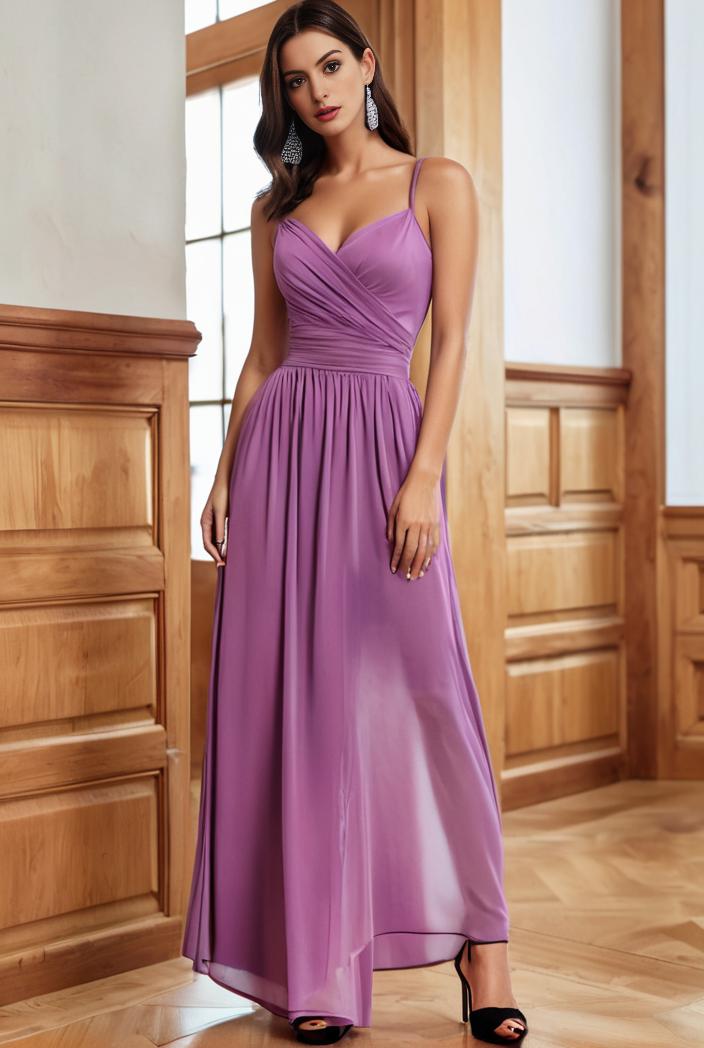 spaghetti strap 2 in 1 sheer evening dress 134749