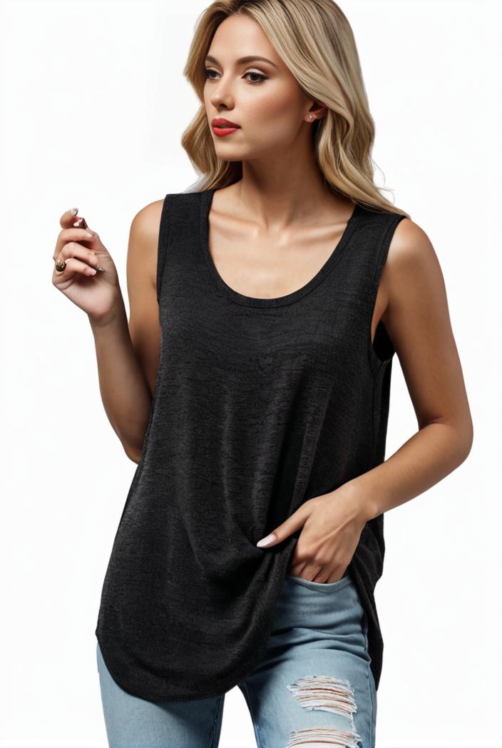 tops pleated hollow square neck sleeveless tank top 112678