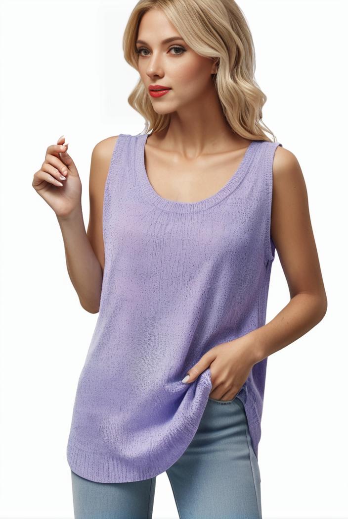 tops pleated hollow square neck sleeveless tank top 112705