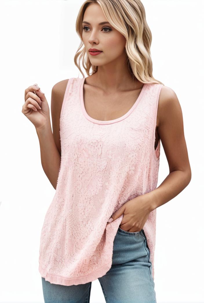 tops pleated hollow square neck sleeveless tank top 112764