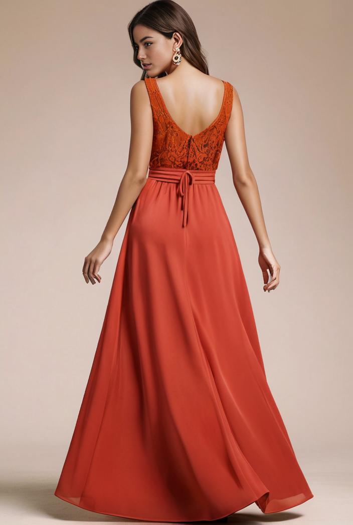 convertible chiffon lace open back spaghetti straps bridesmaid dress 135436