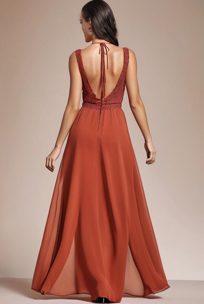 convertible chiffon lace open back spaghetti straps bridesmaid dress 135448