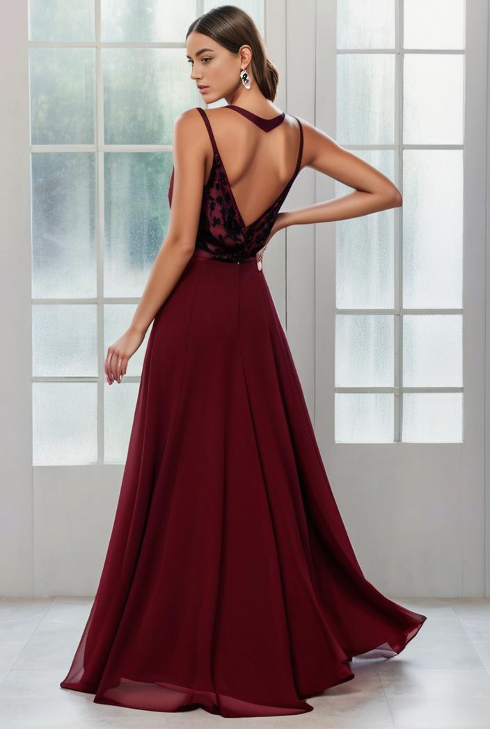 convertible chiffon lace open back spaghetti straps bridesmaid dress 135497