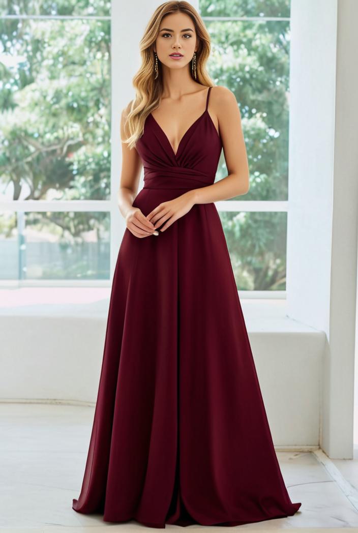 convertible chiffon lace open back spaghetti straps bridesmaid dress 135509