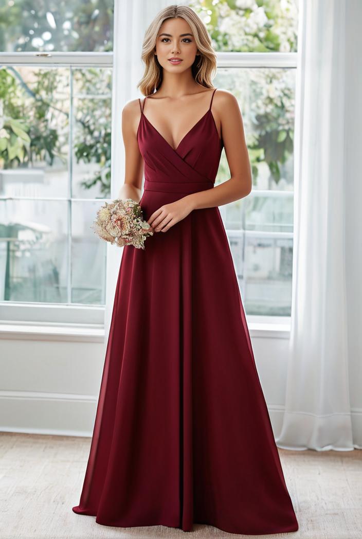 convertible chiffon lace open back spaghetti straps bridesmaid dress 135514