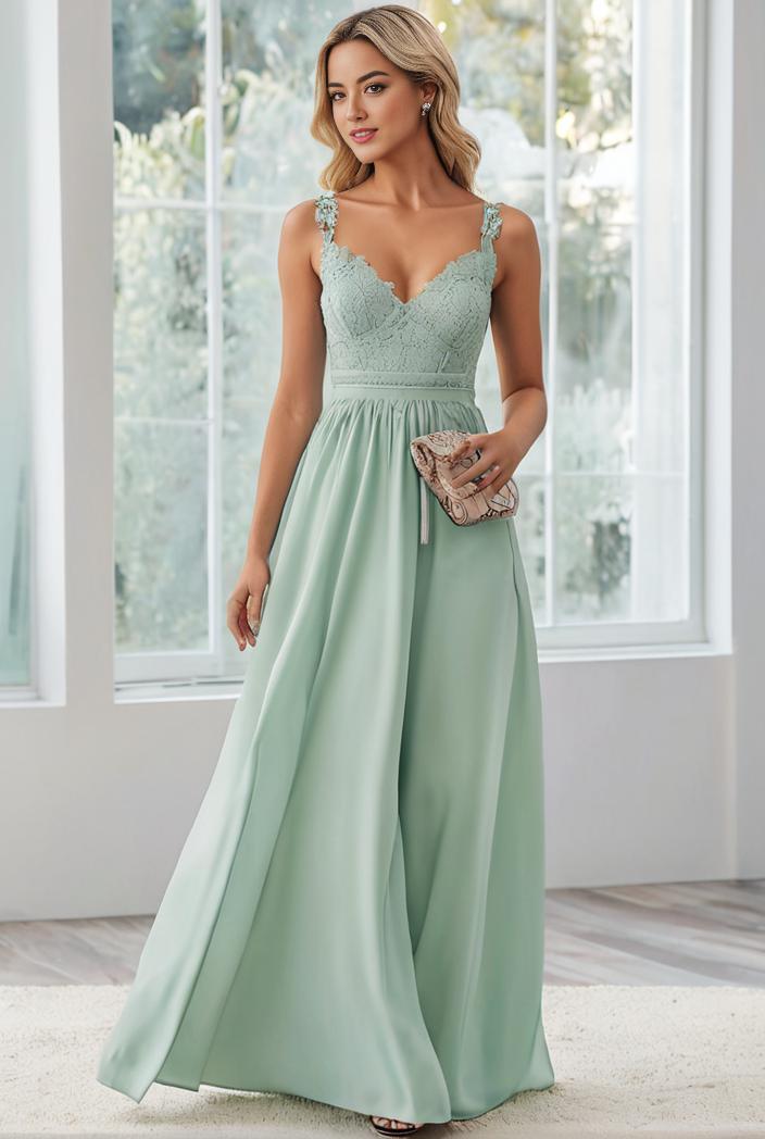 convertible chiffon lace open back spaghetti straps bridesmaid dress 135618