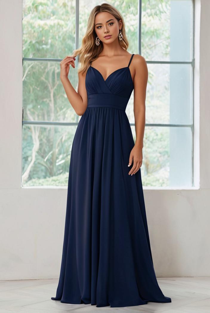 convertible chiffon lace open back spaghetti straps bridesmaid dress 135627
