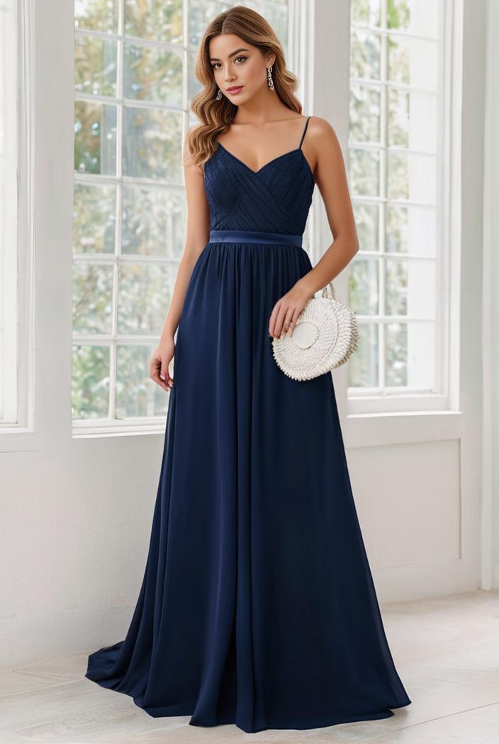 convertible chiffon lace open back spaghetti straps bridesmaid dress 135636