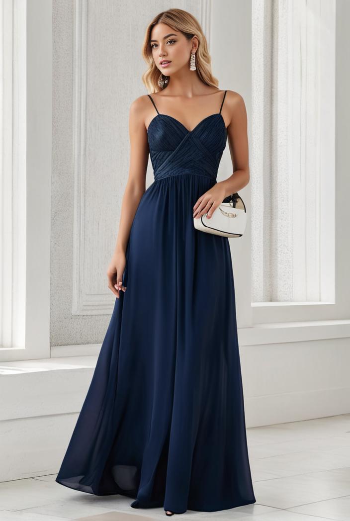 convertible chiffon lace open back spaghetti straps bridesmaid dress 135643