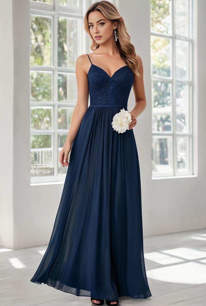 convertible chiffon lace open back spaghetti straps bridesmaid dress 135649