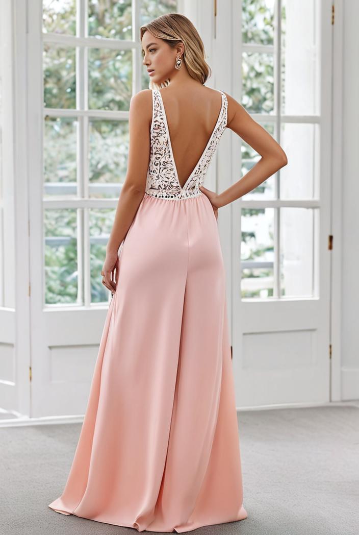 convertible chiffon lace open back spaghetti straps bridesmaid dress 135659