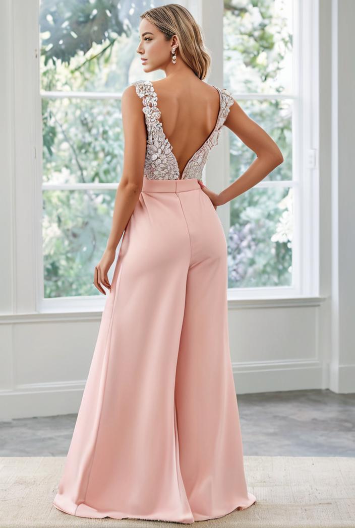 convertible chiffon lace open back spaghetti straps bridesmaid dress 135664