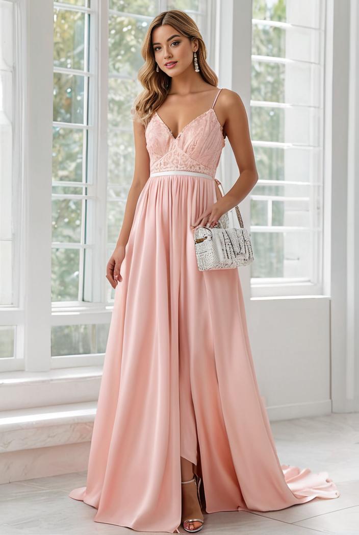convertible chiffon lace open back spaghetti straps bridesmaid dress 135668