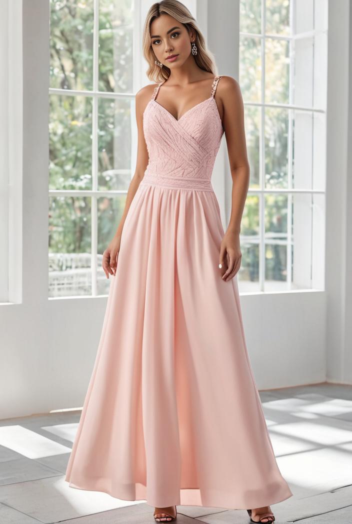convertible chiffon lace open back spaghetti straps bridesmaid dress 135671
