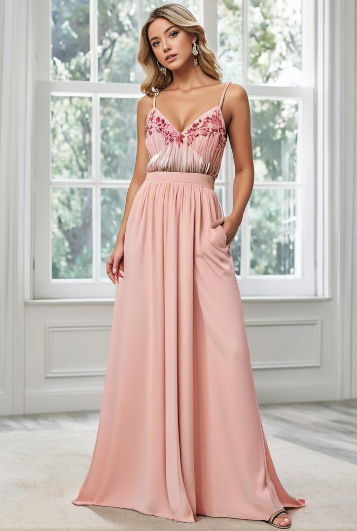 convertible chiffon lace open back spaghetti straps bridesmaid dress 135673
