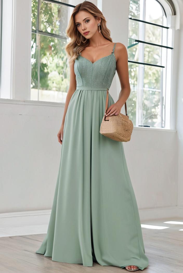 convertible chiffon lace open back spaghetti straps bridesmaid dress 121666