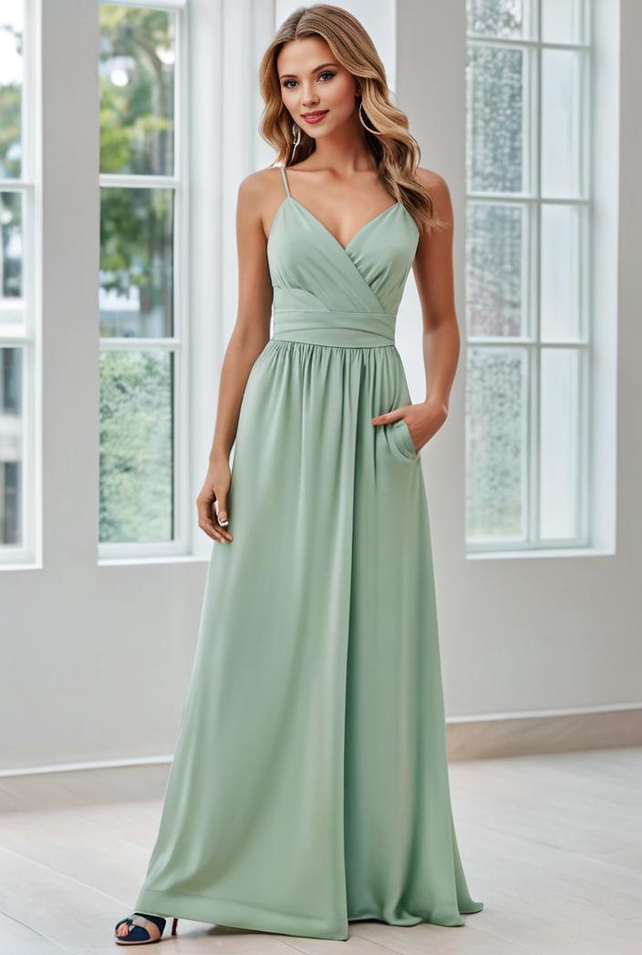 convertible chiffon lace open back spaghetti straps bridesmaid dress 121667
