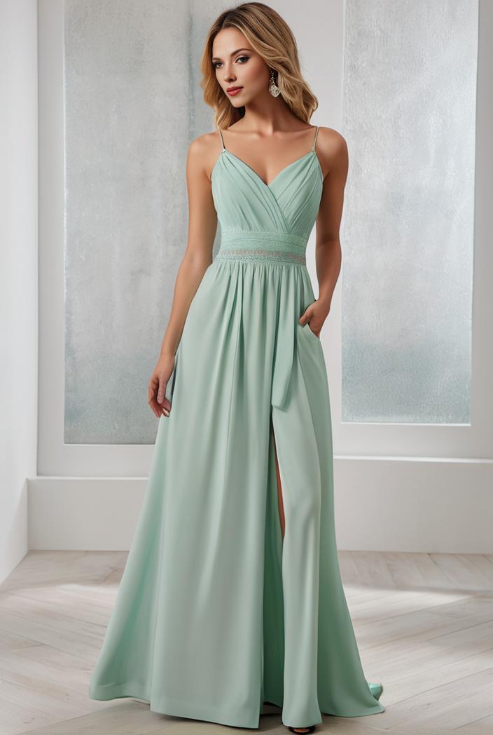 convertible chiffon lace open back spaghetti straps bridesmaid dress 121670