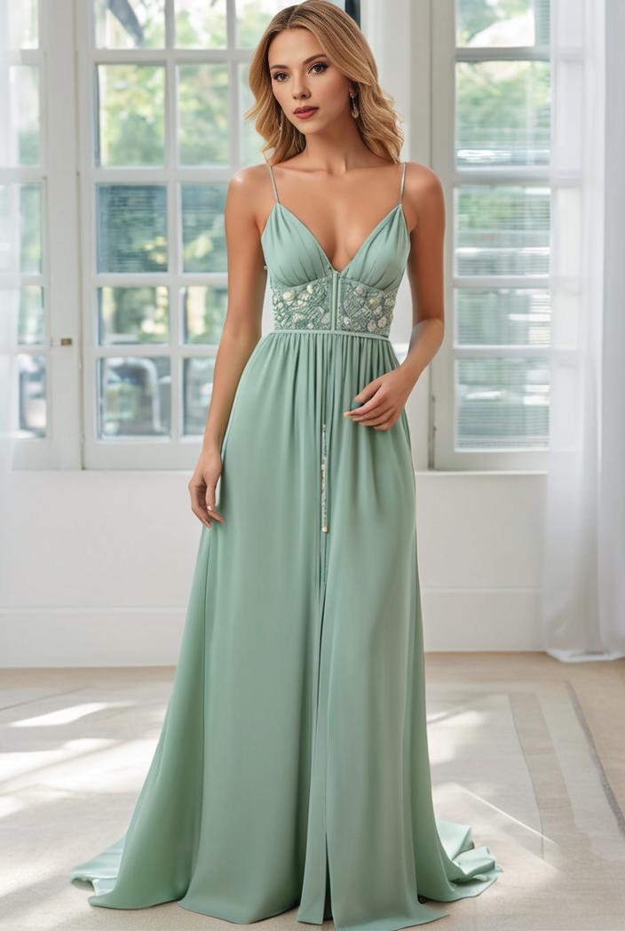 convertible chiffon lace open back spaghetti straps bridesmaid dress 121672