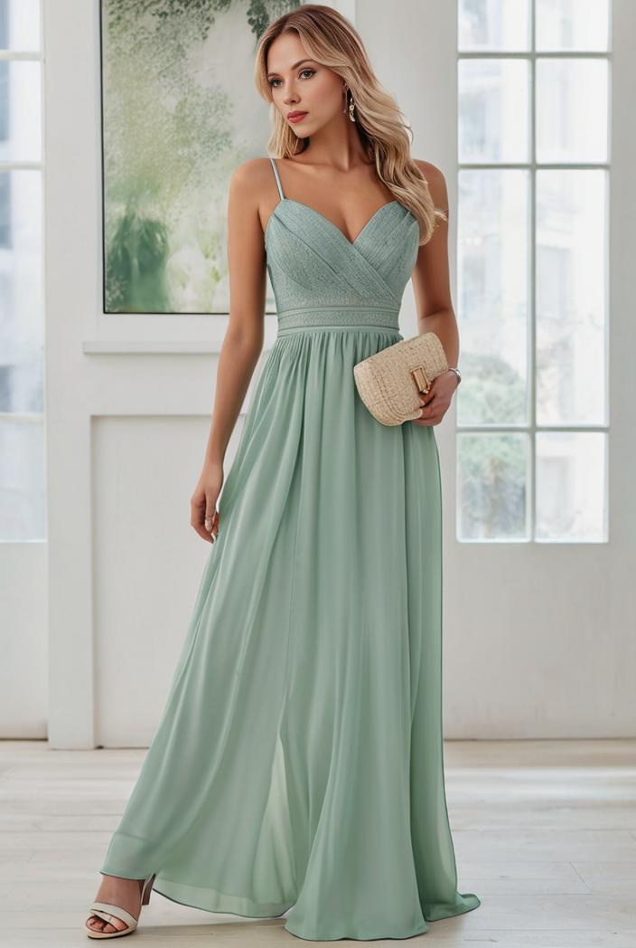 convertible chiffon lace open back spaghetti straps bridesmaid dress 121673