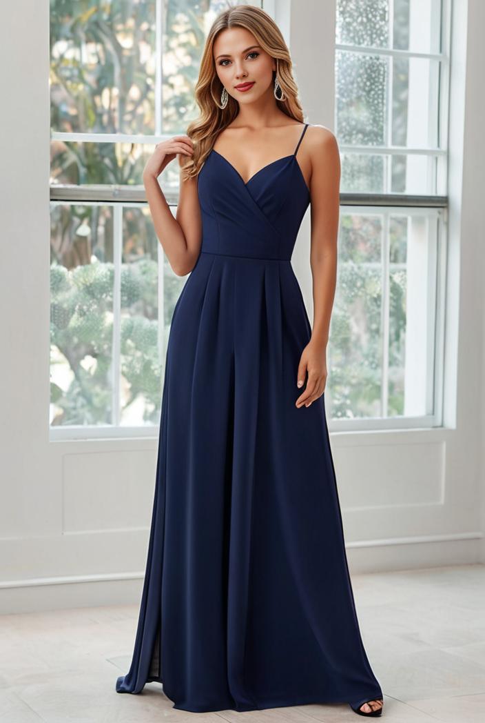 convertible chiffon lace open back spaghetti straps bridesmaid dress 121674