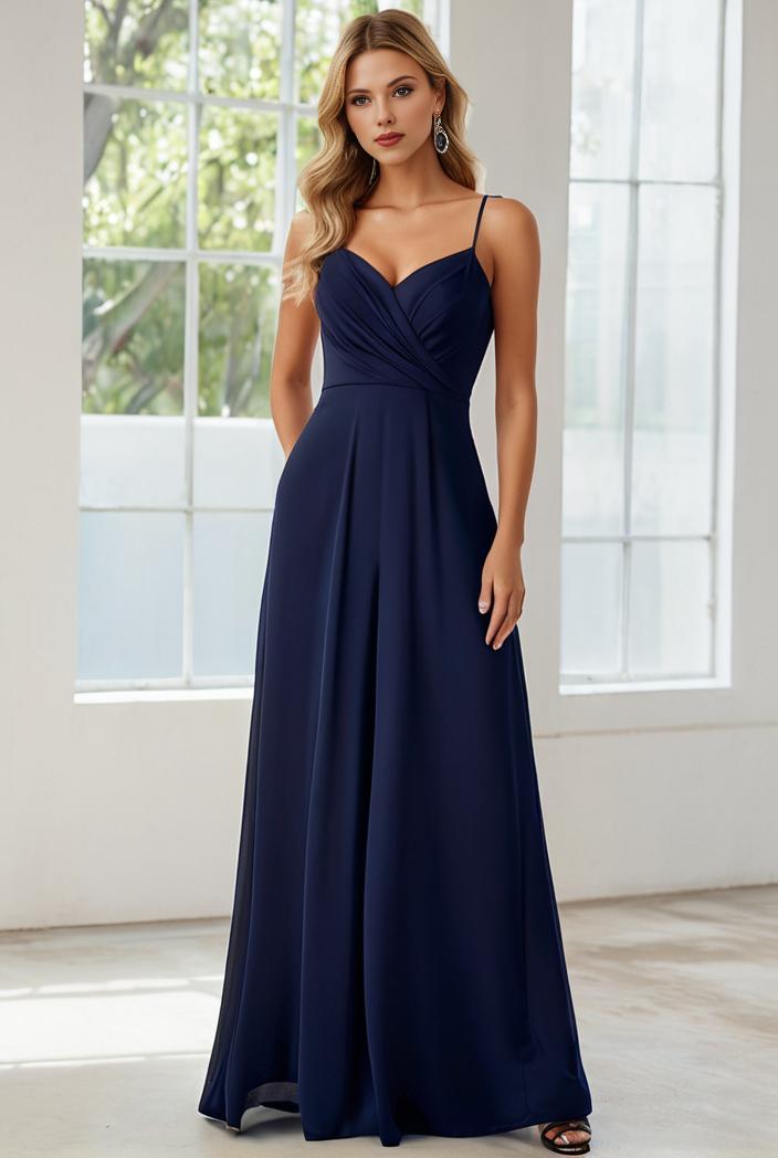 convertible chiffon lace open back spaghetti straps bridesmaid dress 121677