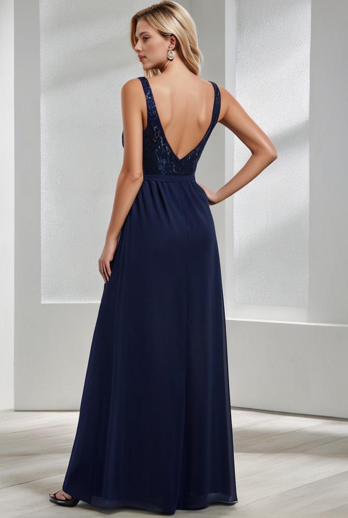convertible chiffon lace open back spaghetti straps bridesmaid dress 121687