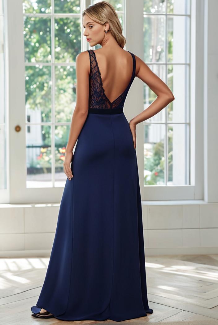 convertible chiffon lace open back spaghetti straps bridesmaid dress 121685