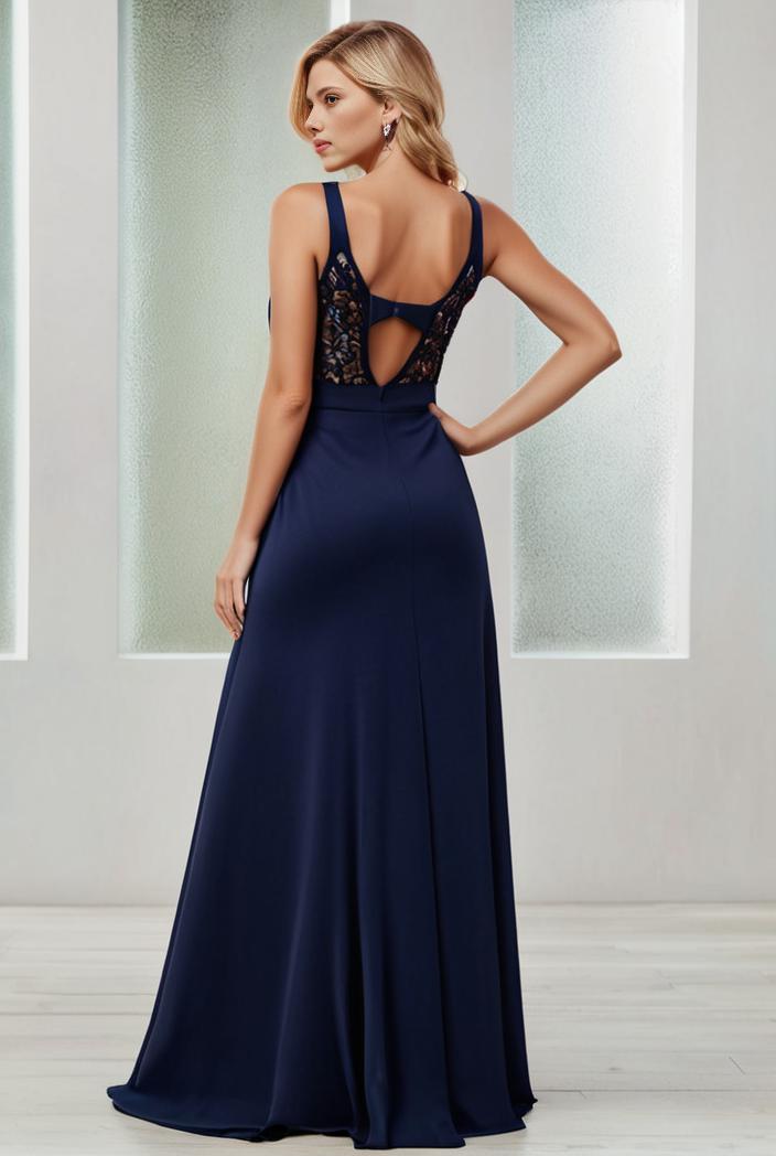 convertible chiffon lace open back spaghetti straps bridesmaid dress 121689