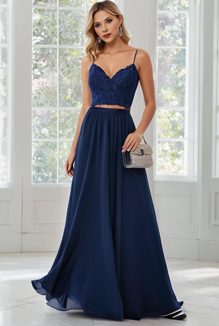 convertible chiffon lace open back spaghetti straps bridesmaid dress 121698