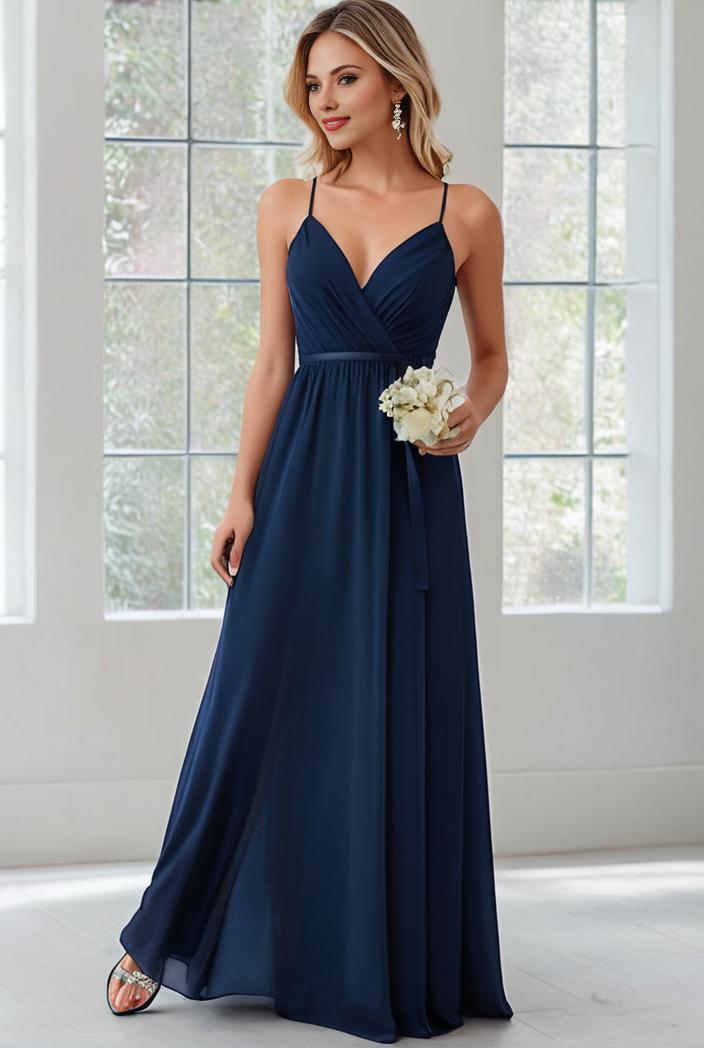convertible chiffon lace open back spaghetti straps bridesmaid dress 121706