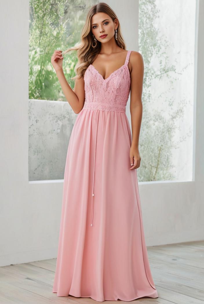 convertible chiffon lace open back spaghetti straps bridesmaid dress 121714