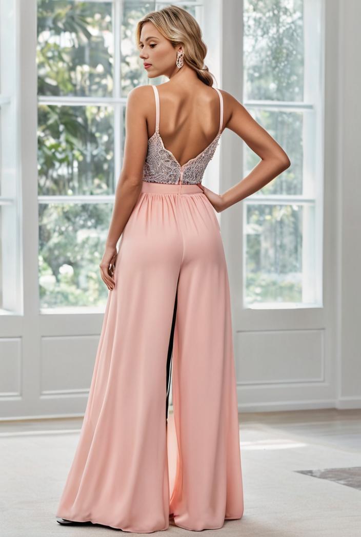 convertible chiffon lace open back spaghetti straps bridesmaid dress 121716
