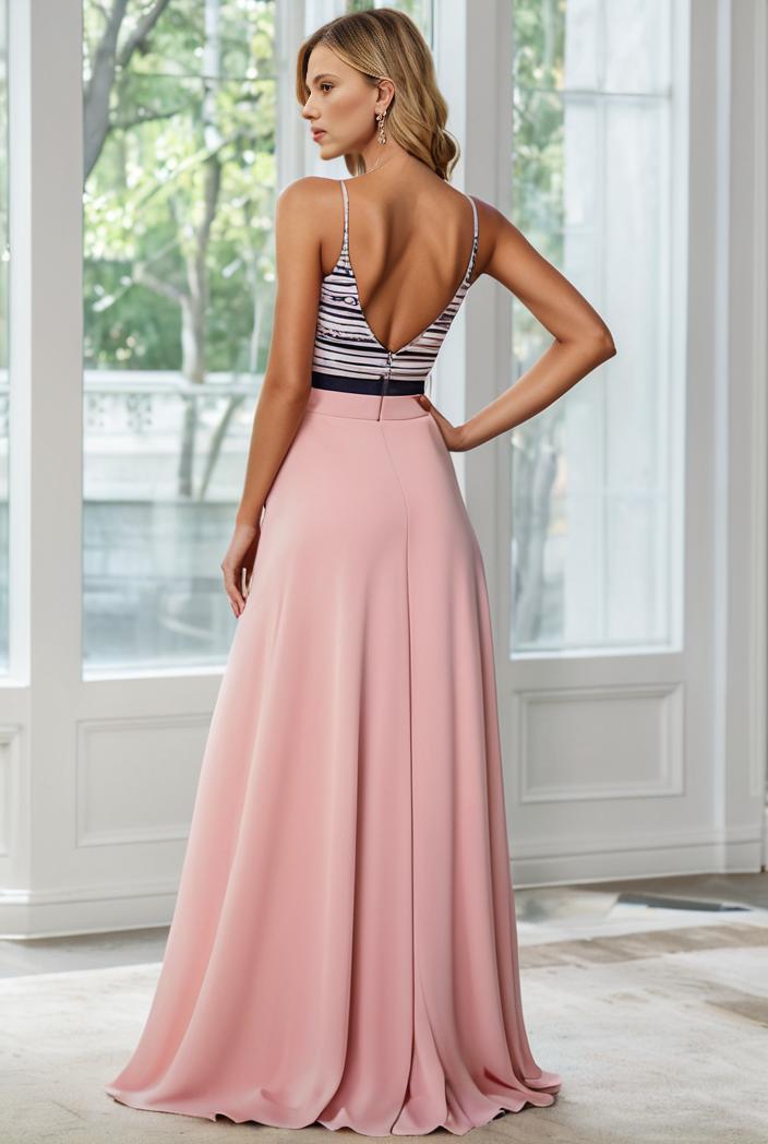 convertible chiffon lace open back spaghetti straps bridesmaid dress 121717