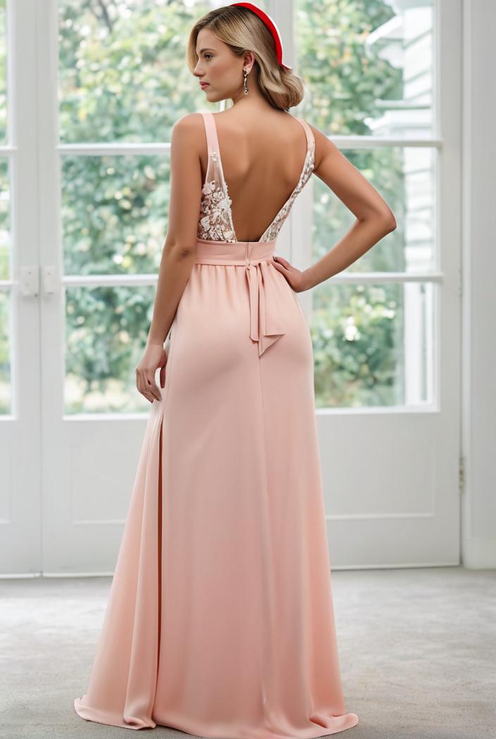 convertible chiffon lace open back spaghetti straps bridesmaid dress 121718