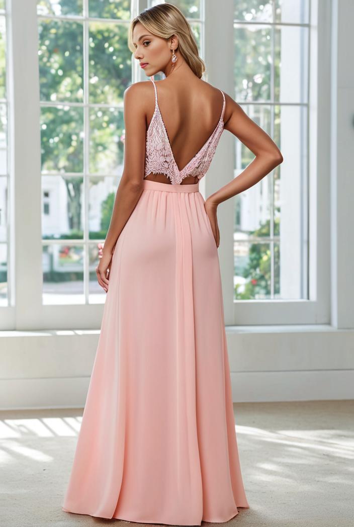 convertible chiffon lace open back spaghetti straps bridesmaid dress 121720
