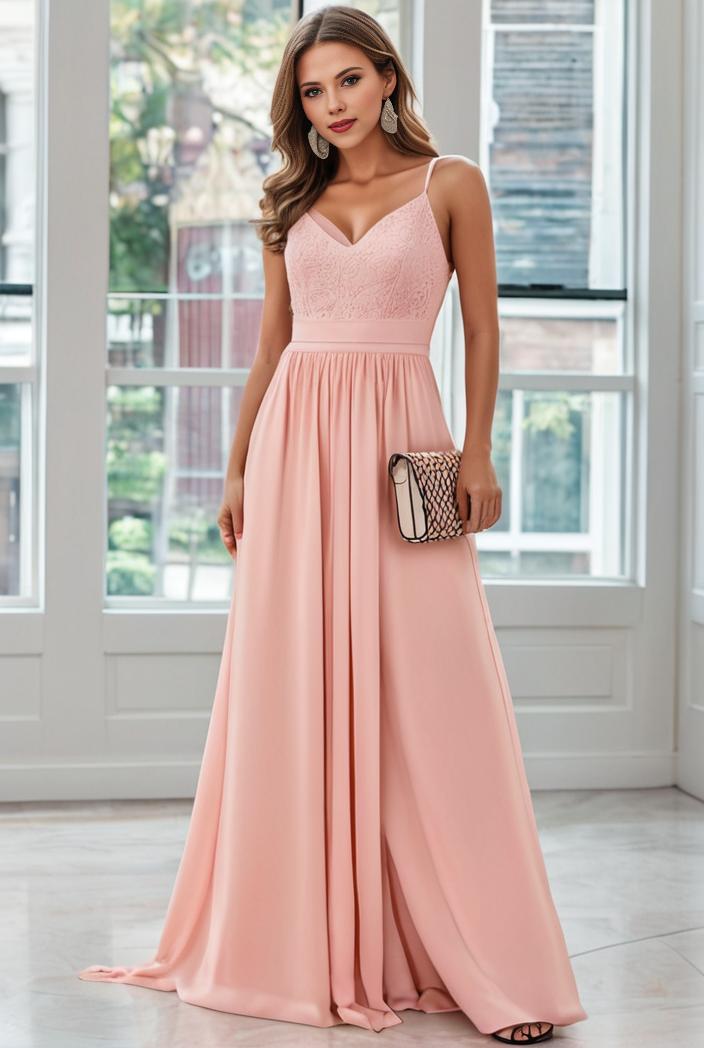 convertible chiffon lace open back spaghetti straps bridesmaid dress 121723