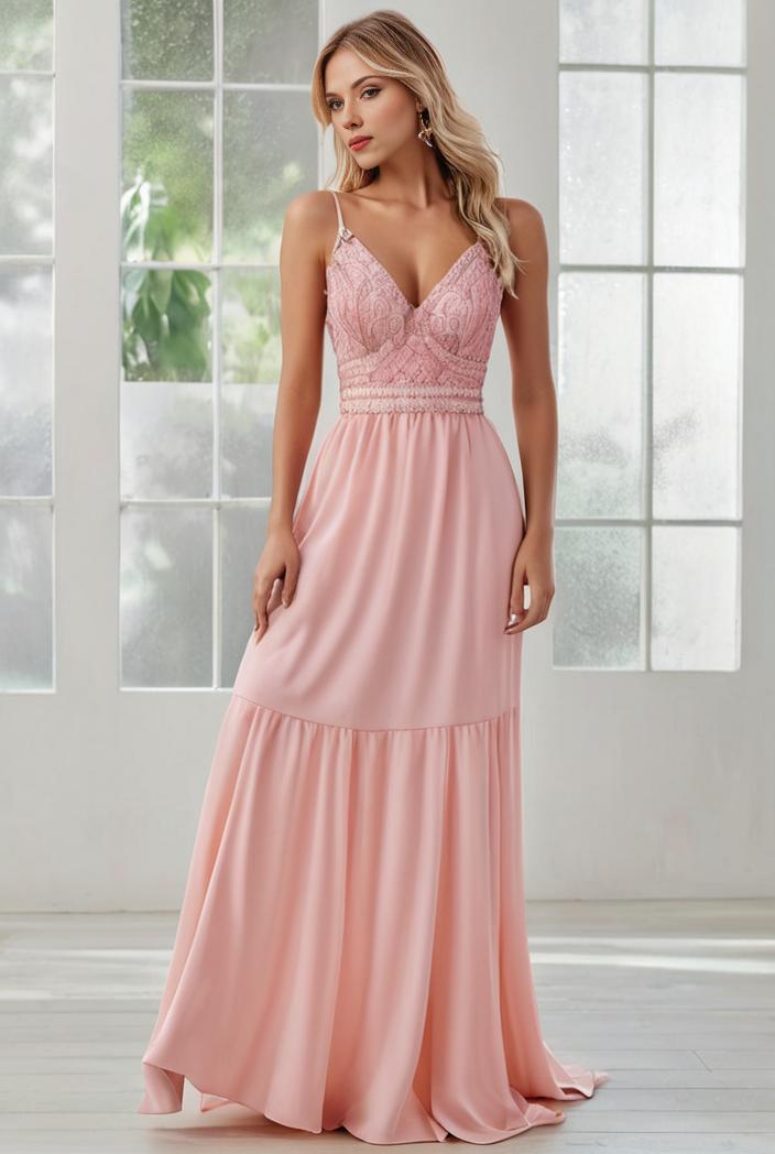 convertible chiffon lace open back spaghetti straps bridesmaid dress 121738