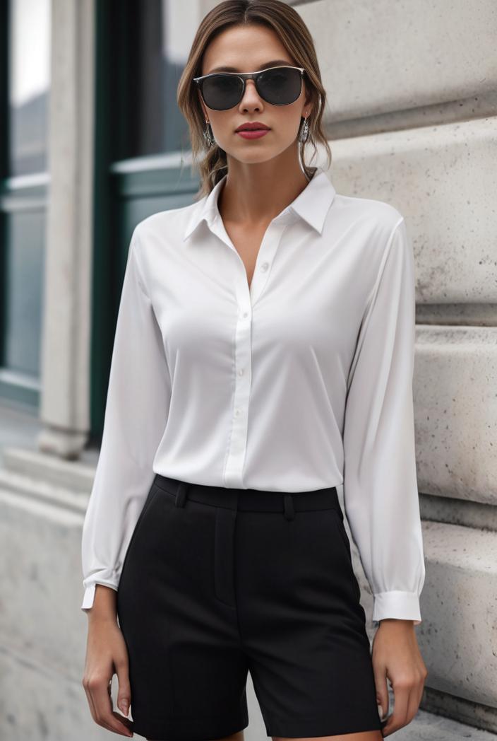 elegant stylish slim lapel long sleeve blouse 129537