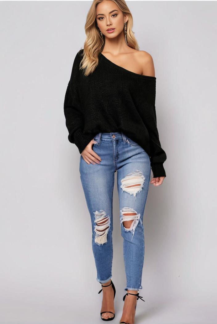 curvy high waist ripped raw hem cropped skinny denim jeans 136933