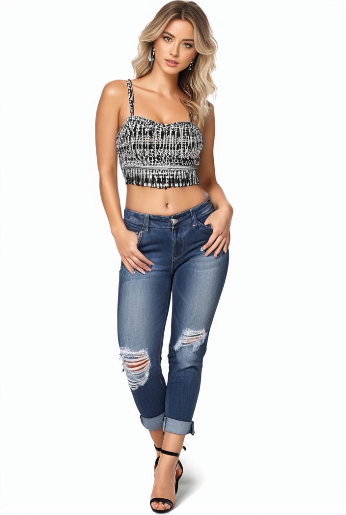 curvy high waist ripped raw hem cropped skinny denim jeans 136949