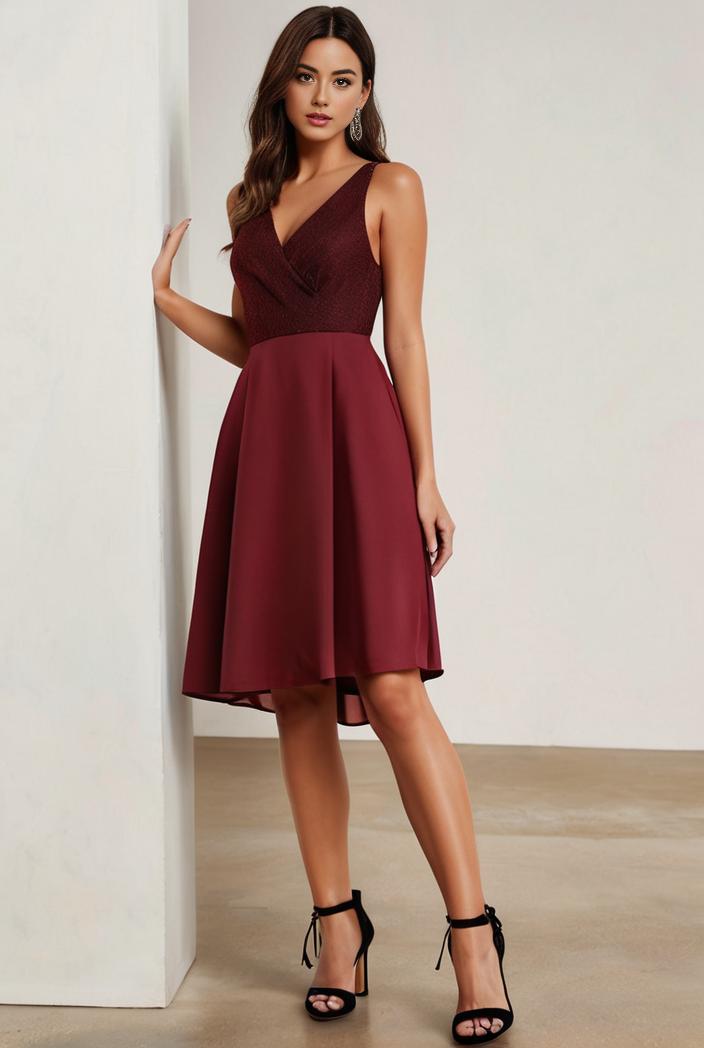 deep v neck lace chiffon bridesmaid dress with asymmetrical hem 137093