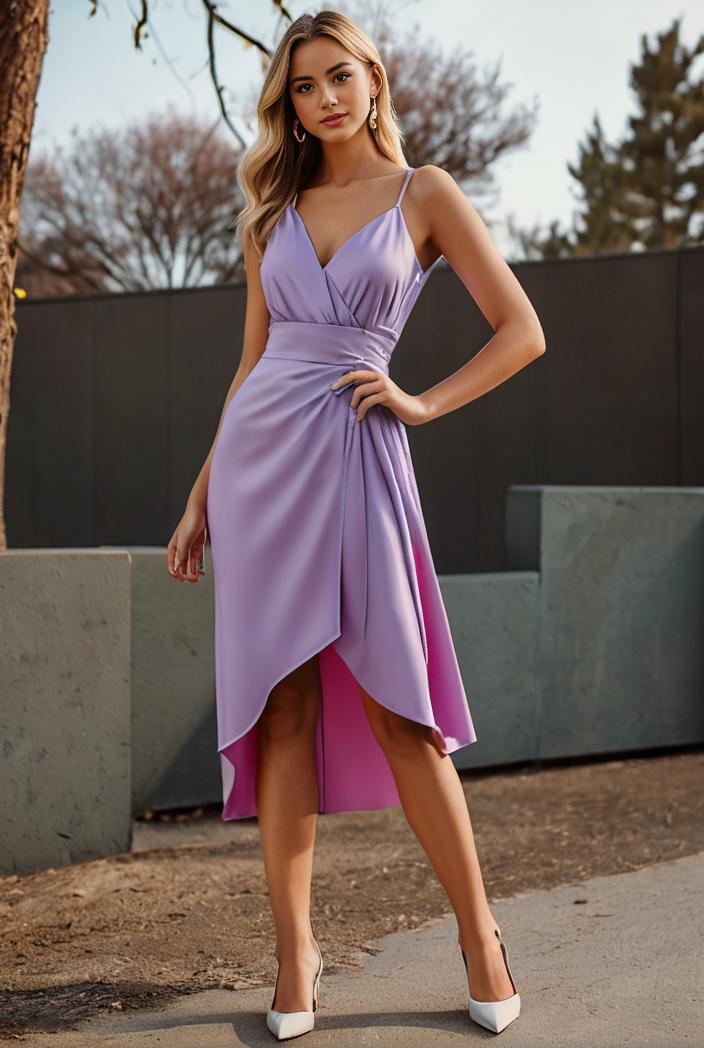 deep v neck lace chiffon bridesmaid dress with asymmetrical hem 137129