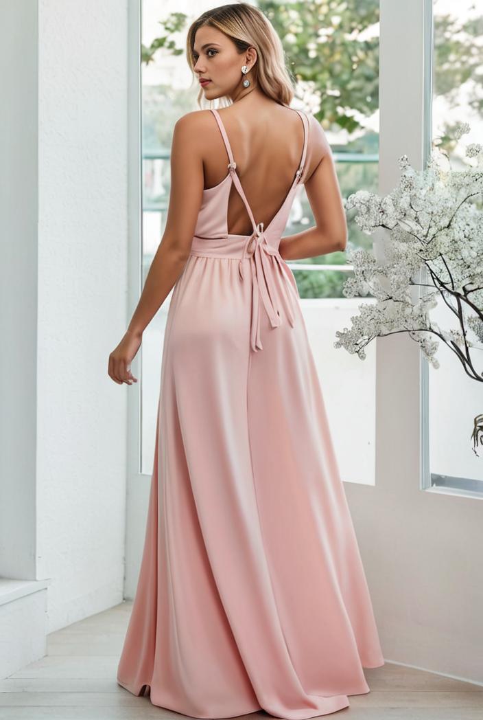 flowy chiffon one shoulder with three straps bridesmaid dress 131687